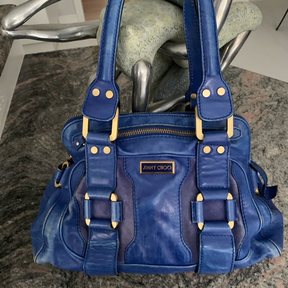 JIMMY CHOO Distressed Leather Malena Shoulder Bag